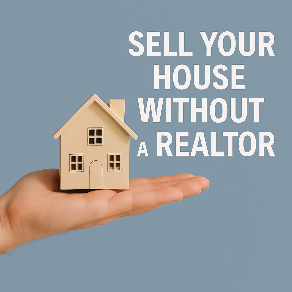 Sell your house without a realtor - hand holding wooden house model